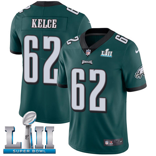 Nike Eagles #62 Jason Kelce Midnight Green Team Color Super Bowl LII Men's Stitched NFL Vapor Untouchable Limited Jersey - Click Image to Close